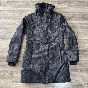 LOLE Insulated Waterproof Hooded Winter Parka Jacket Coat Womens M Black Floral